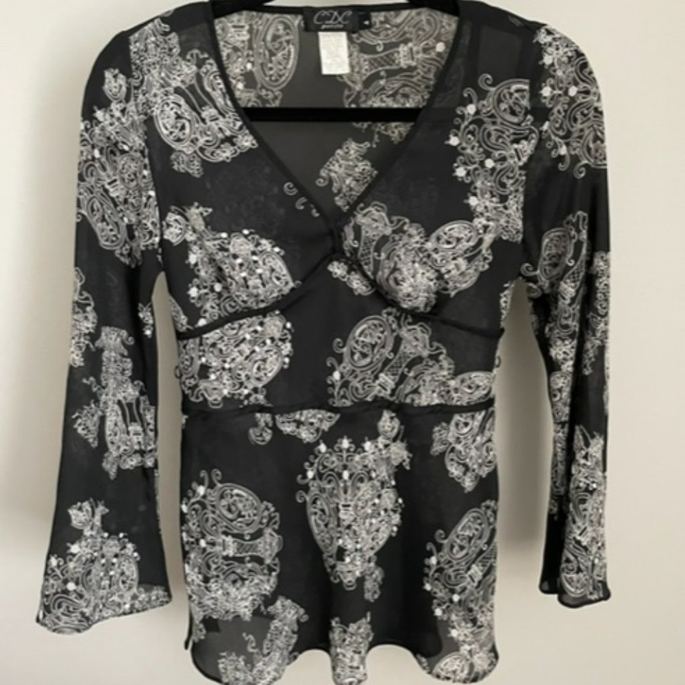 Cdc Black And White Sheer Blouse - image 1